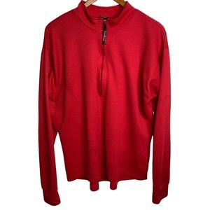 LL Bean Vintage Quarter Zip Shirt Mens XL Red Made in USA Hiking Pullover